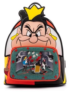 Disney Loungefly Alice in Wonderland Queen of Hearts Mini Backpack Villain Scene